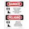 Signmission OSHA Danger, Glasses Shoes Hard Bilingual, 7in X 5in Decal, 5" W, 7" H, Bilingual Spanish OS-DS-D-57-VS-1563 - alternate 1